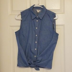 Chambray sleeveless J. Crew top